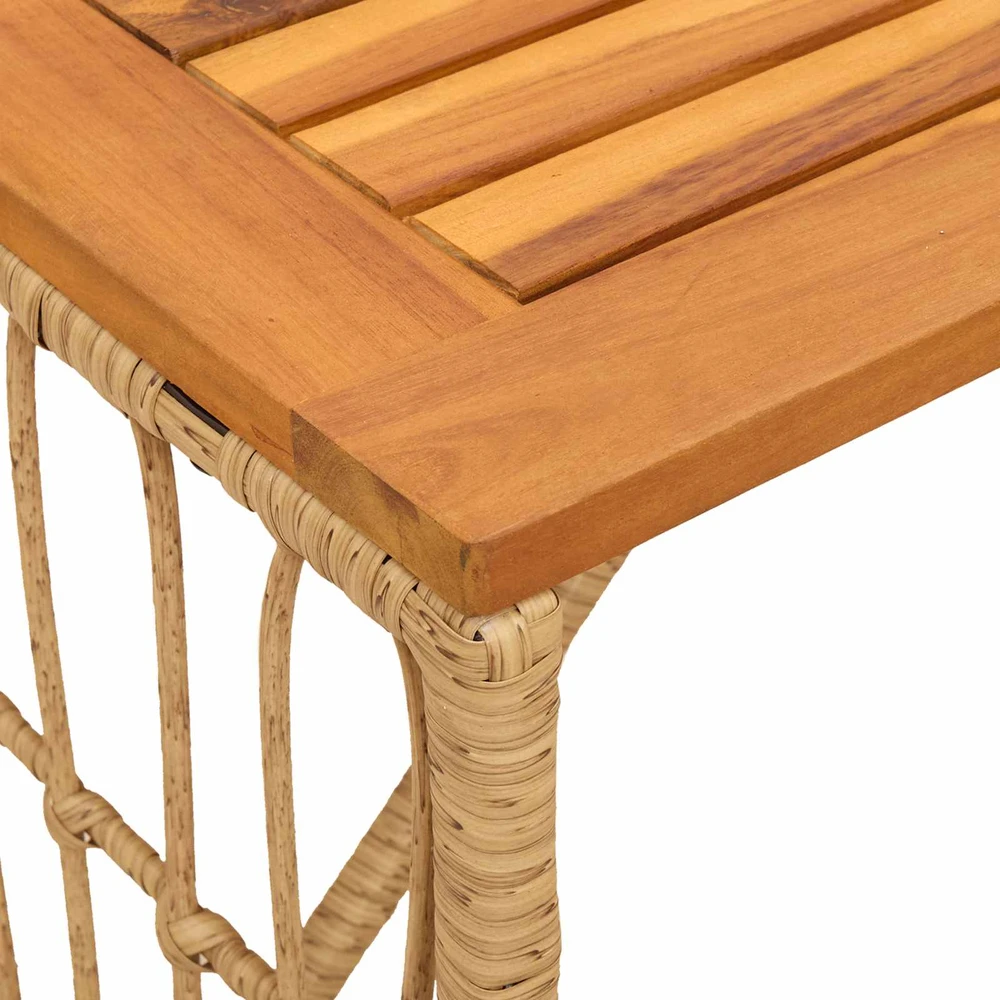 Lauko stalas Natūrali 80 x 40 x 40 cm Plienas ir poli ratanas
