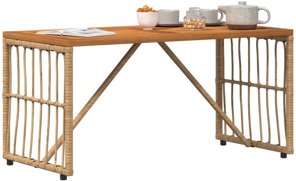 Lauko stalas Natūrali 80 x 40 x 40 cm Plienas ir poli ratanas