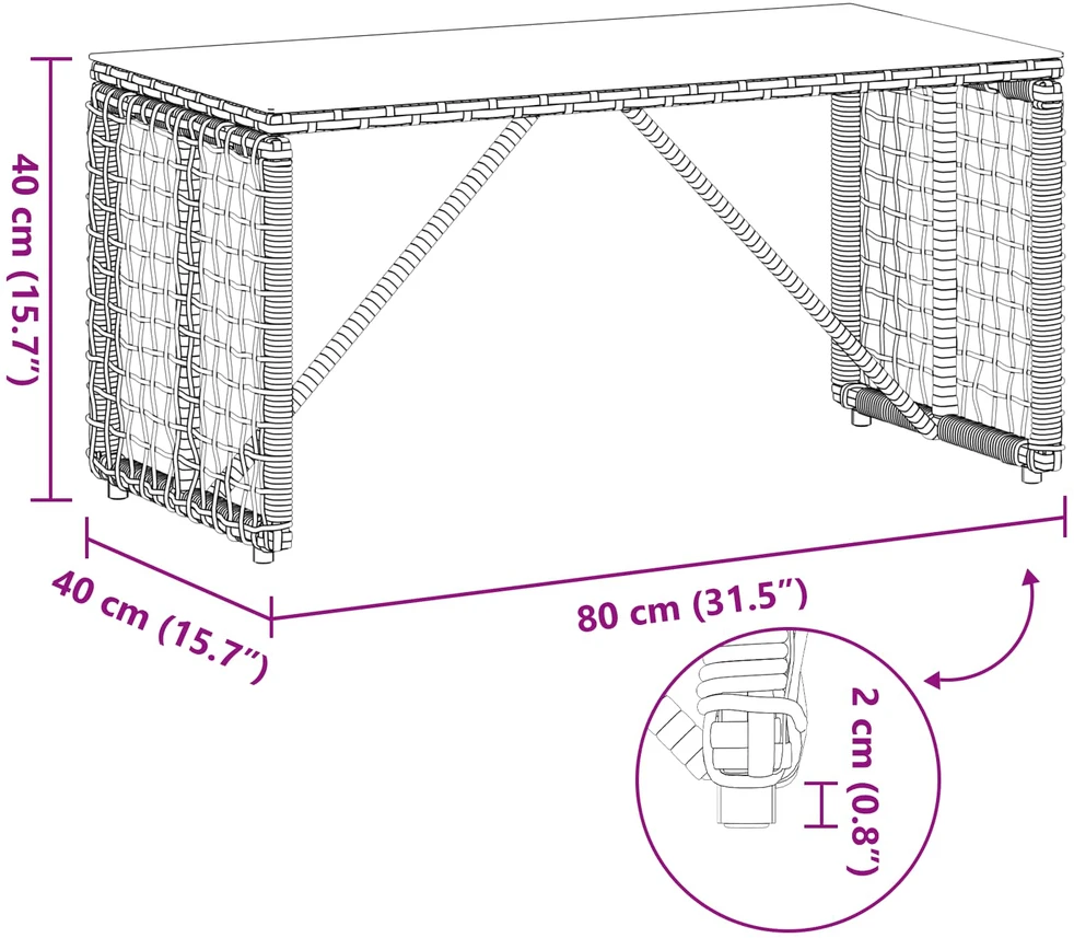 Lauko stalas Pilka ir juoda 80 x 40 x 40 cm