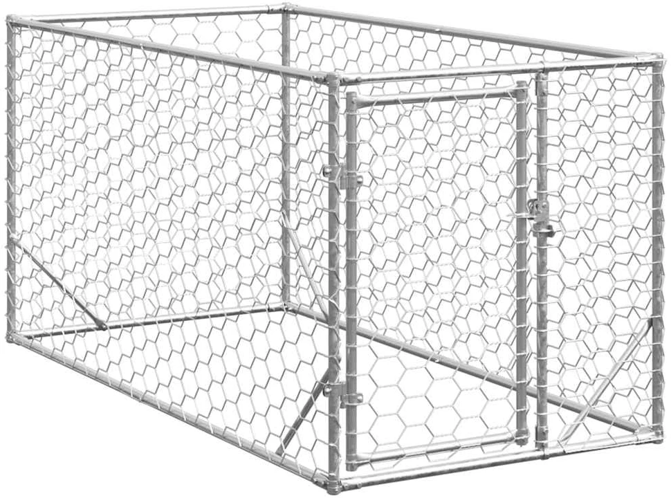 Lauko šunų voljeras su durelėmis, 2x1x1 m, cinkuotas plienas