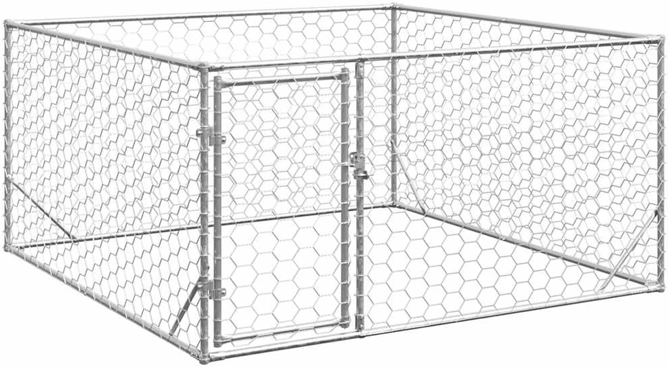 Lauko šunų voljeras su durelėmis, 2x2x1 m, cinkuotas plienas