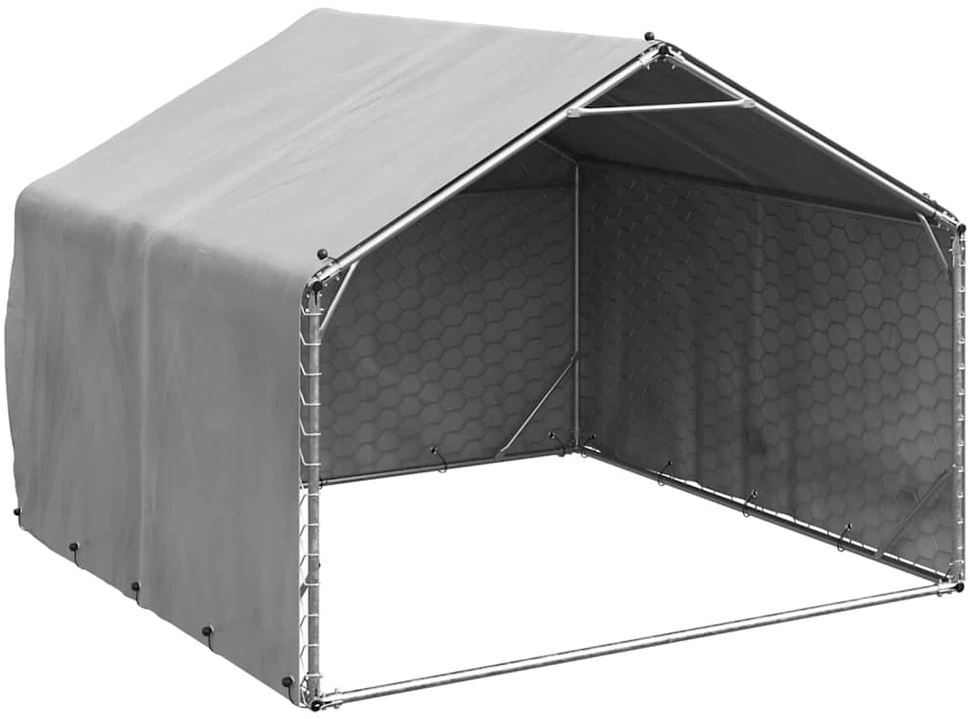 Lauko šunų voljeras su stogeliu, 2x2x1,5 m, cinkuotas plienas