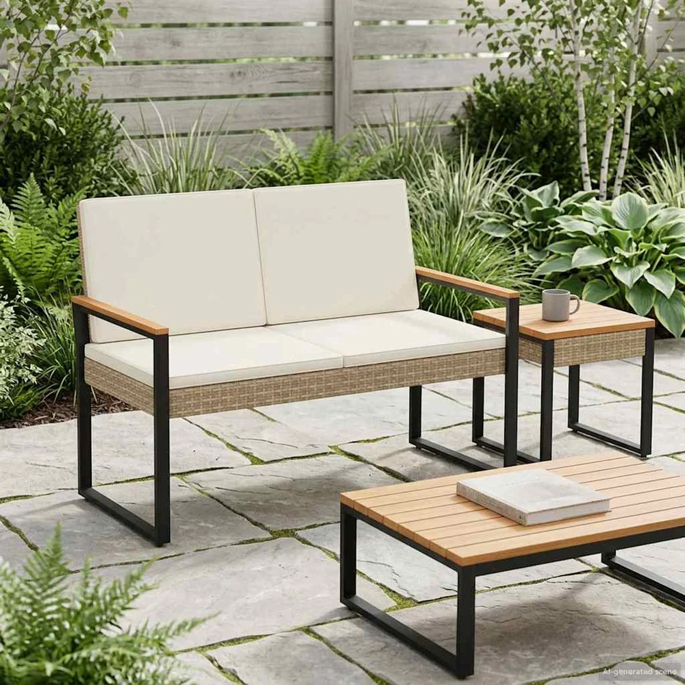 Lauko baldų komplektas Lauko suolas 2 -Seater 107 x 61 x 80 cm poliratanas