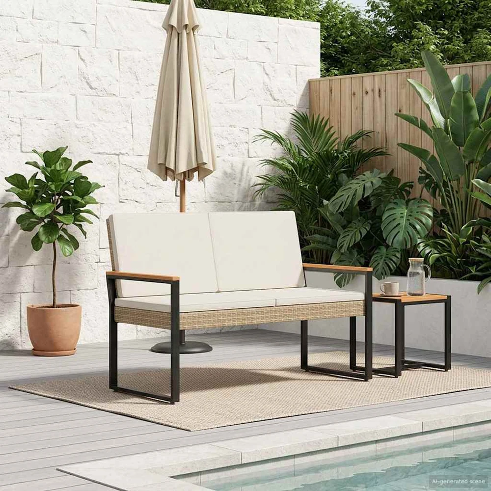 Lauko baldų komplektas Lauko suolas 2 -Seater 107 x 61 x 80 cm poliratanas