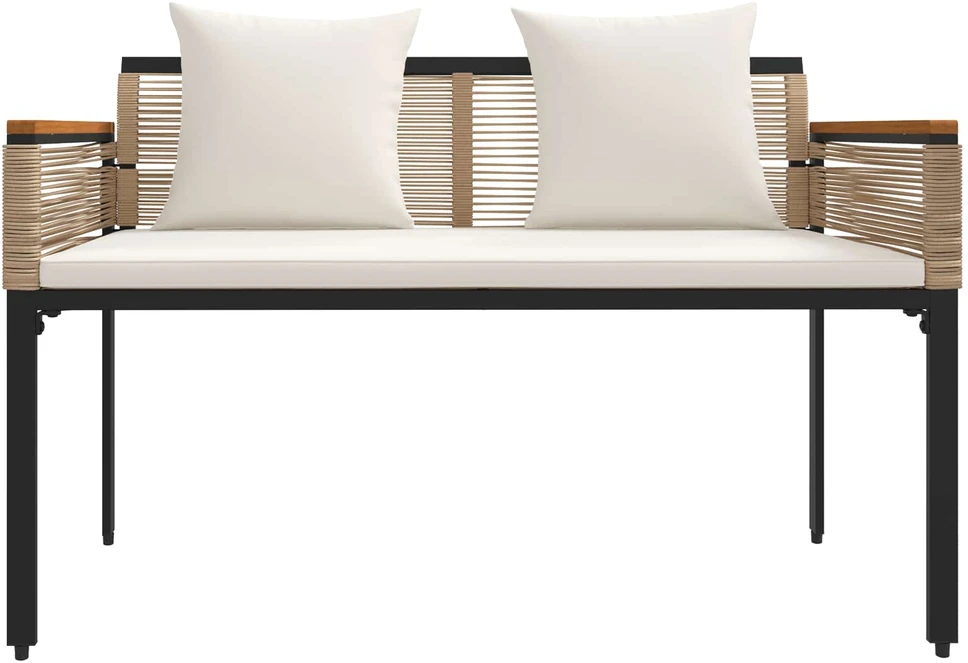 Lauko suolas Bežė ir kreminė balta 117 x 54 x 74.5 cm