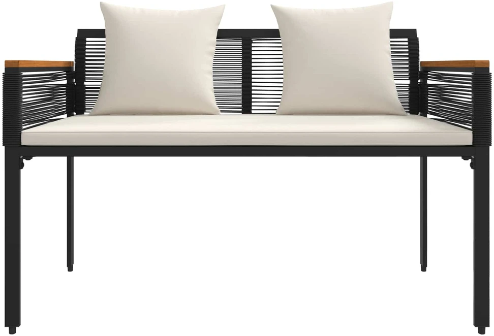 Lauko suolas Juoda ir kreminė balta 117 x 54 x 74.5 cm