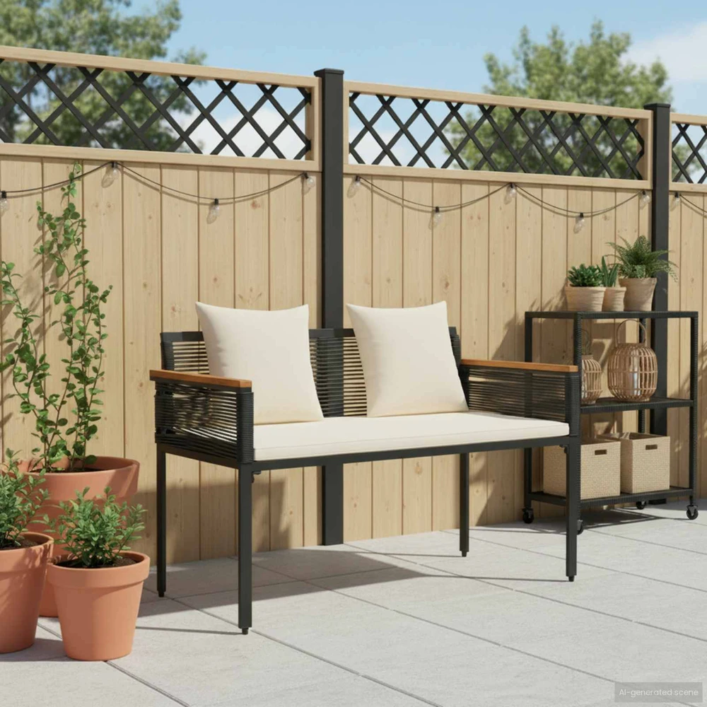 Lauko suolas Juoda ir kreminė balta 117 x 54 x 74.5 cm