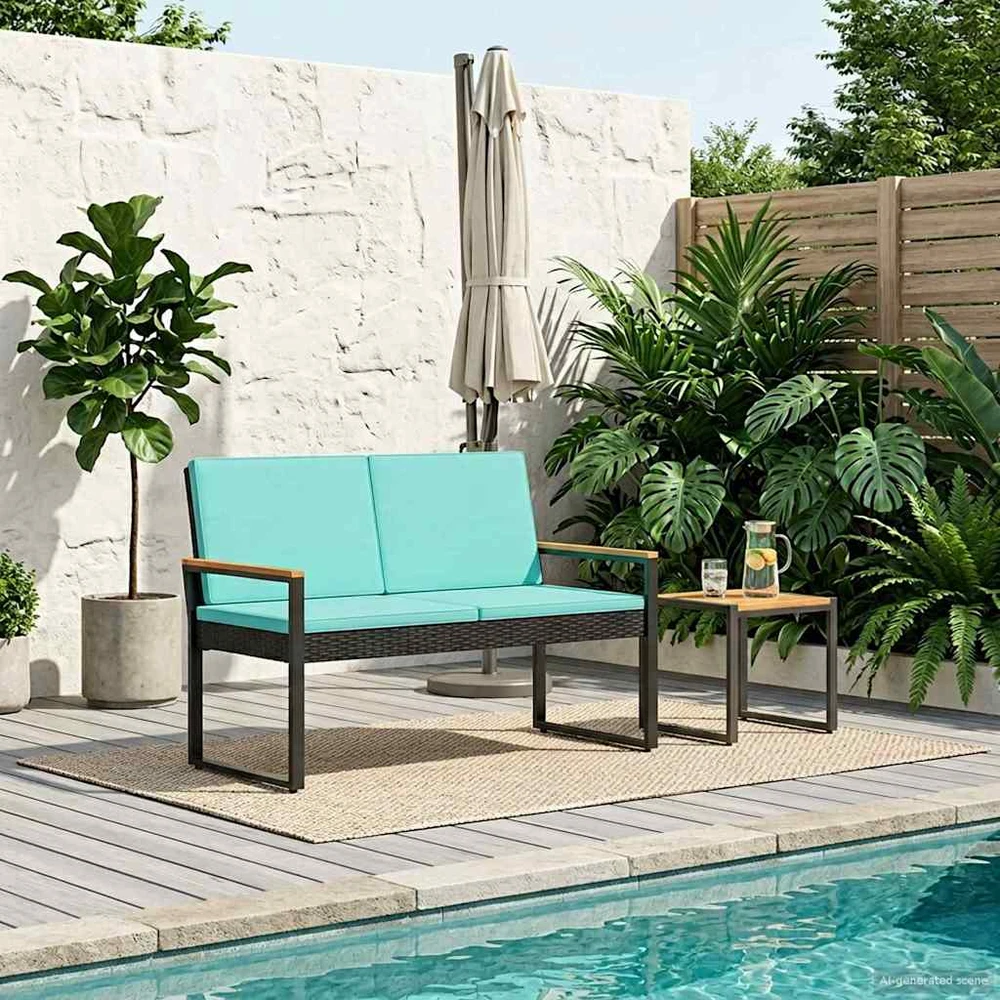Lauko baldų komplektas Lauko suolas 2 -Seater 107 x 61 x 80 cm poliratanas