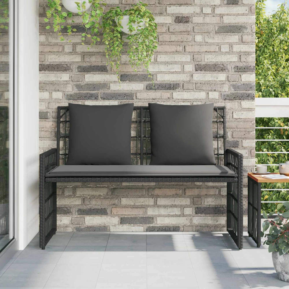 Lauko suolas 2 -Seater 116 x 55 x 82 cm Plienas ir poli ratanas