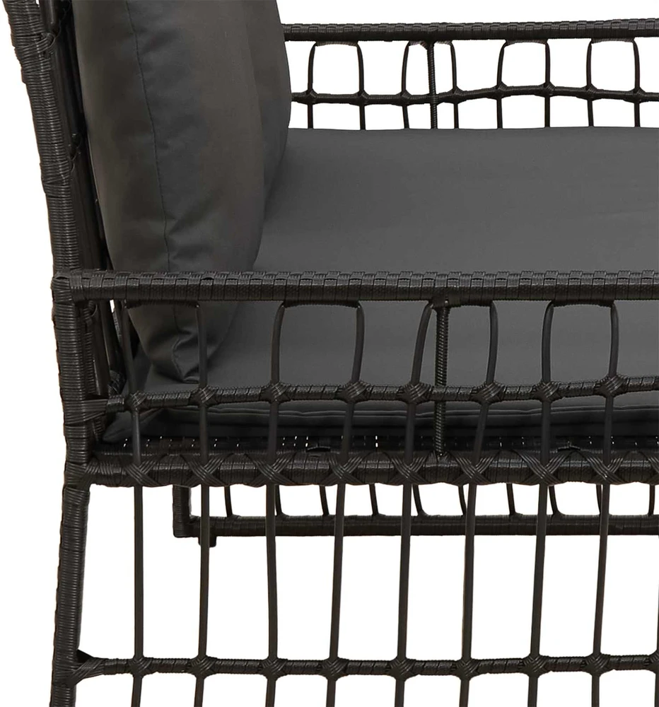 Lauko suolas 2 -Seater 116 x 55 x 82 cm Plienas ir poli ratanas