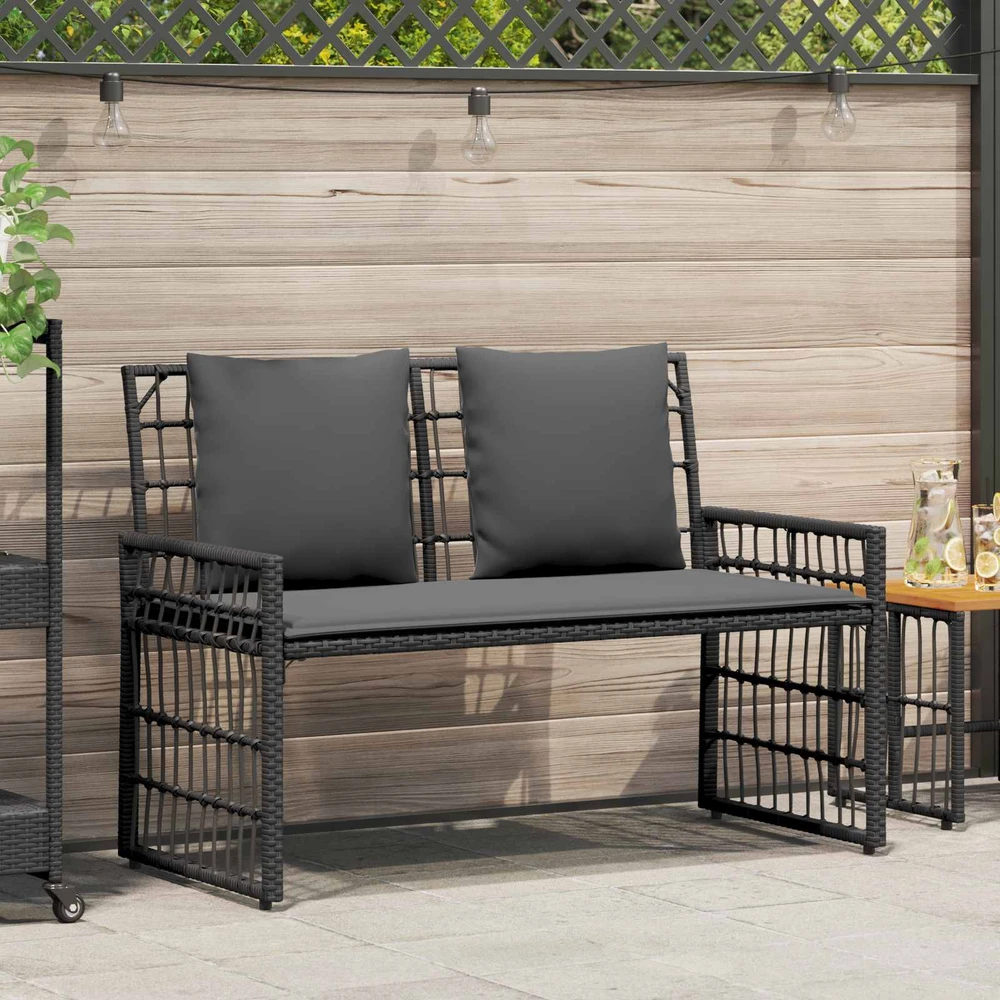 Lauko suolas 2 -Seater 116 x 55 x 82 cm Plienas ir poli ratanas