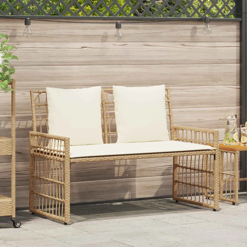 Lauko suolas 2 -Seater 116 x 55 x 82 cm Plienas ir poli ratanas