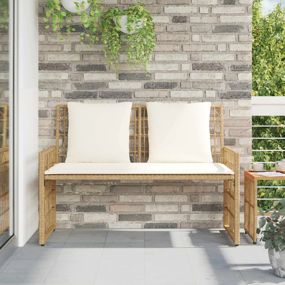 Lauko suolas 2 -Seater 116 x 55 x 82 cm Plienas ir poli ratanas