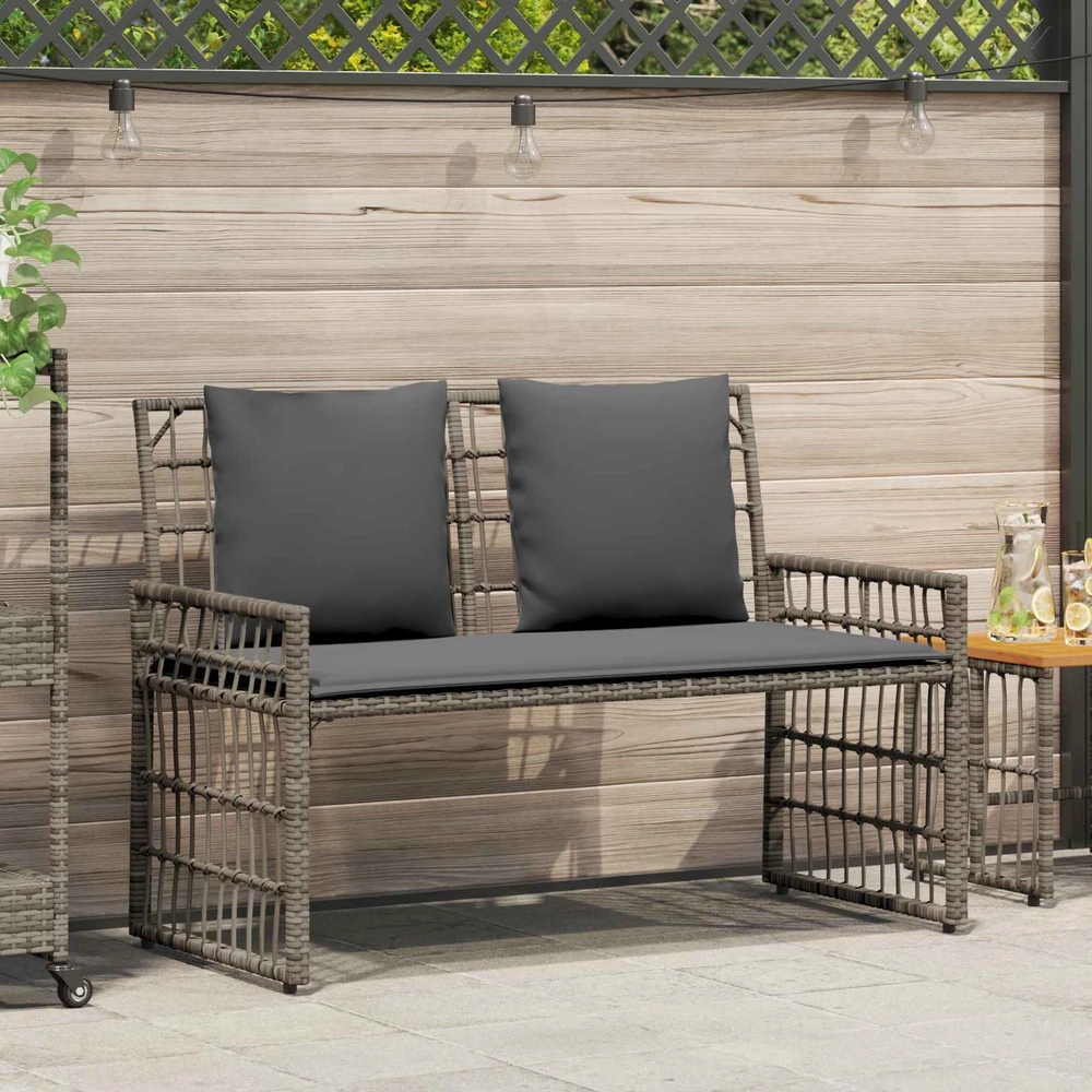 Lauko suolas 2 -Seater 116 x 55 x 82 cm Plienas ir poli ratanas