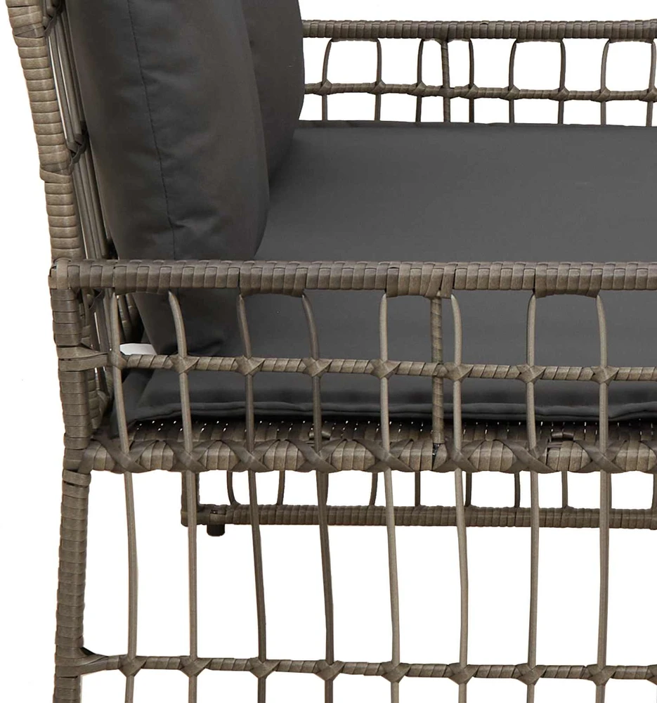 Lauko suolas 2 -Seater 116 x 55 x 82 cm Plienas ir poli ratanas