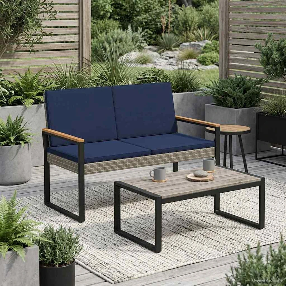 Lauko baldų komplektas Lauko suolas 2 -Seater 107 x 61 x 80 cm poliratanas