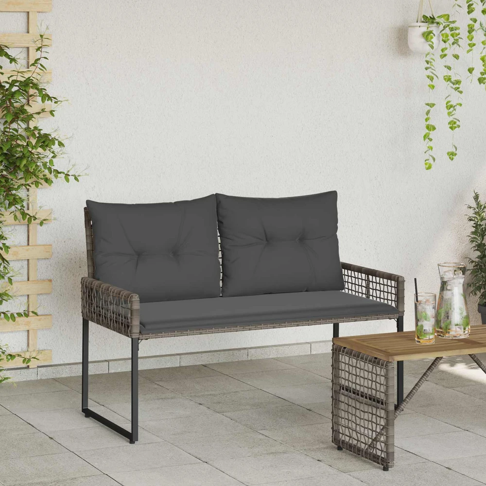 Lauko baldų komplektas Lauko suolas Pilkas 118 x 55 x 82 cm PE rotangas ir audinys
