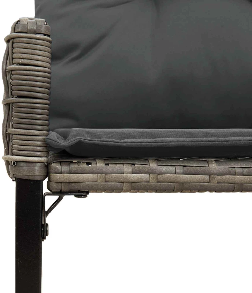 Lauko baldų komplektas Lauko suolas Pilkas 118 x 55 x 82 cm PE rotangas ir audinys