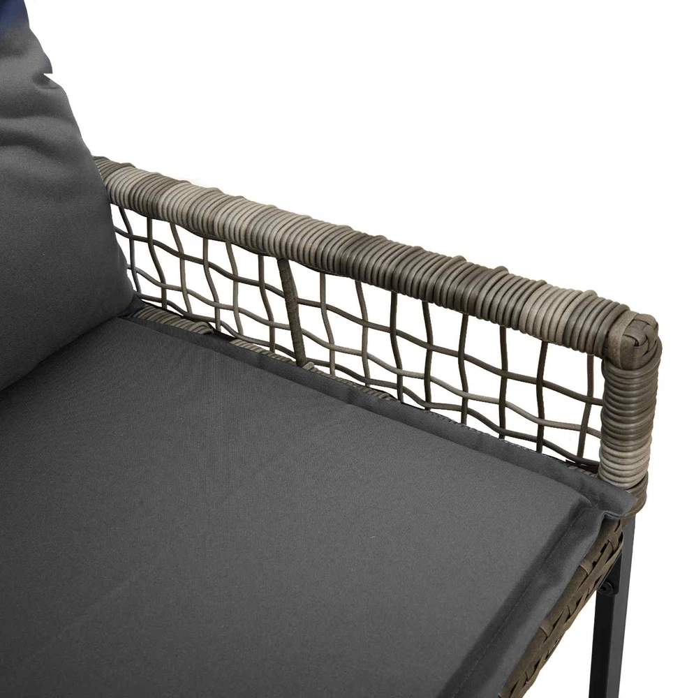 Lauko baldų komplektas Lauko suolas Pilkas 118 x 55 x 82 cm PE rotangas ir audinys