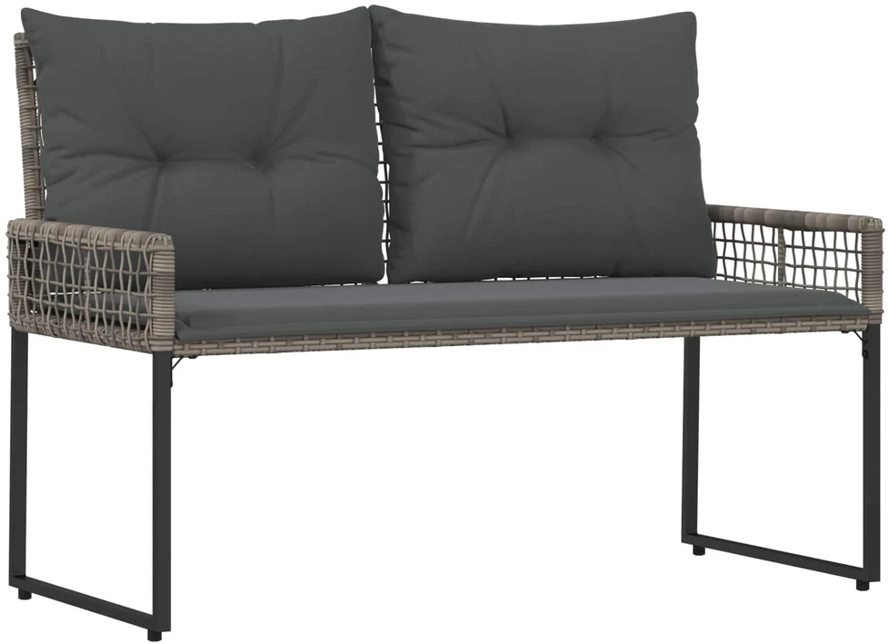 Lauko baldų komplektas Lauko suolas Pilkas 118 x 55 x 82 cm PE rotangas ir audinys