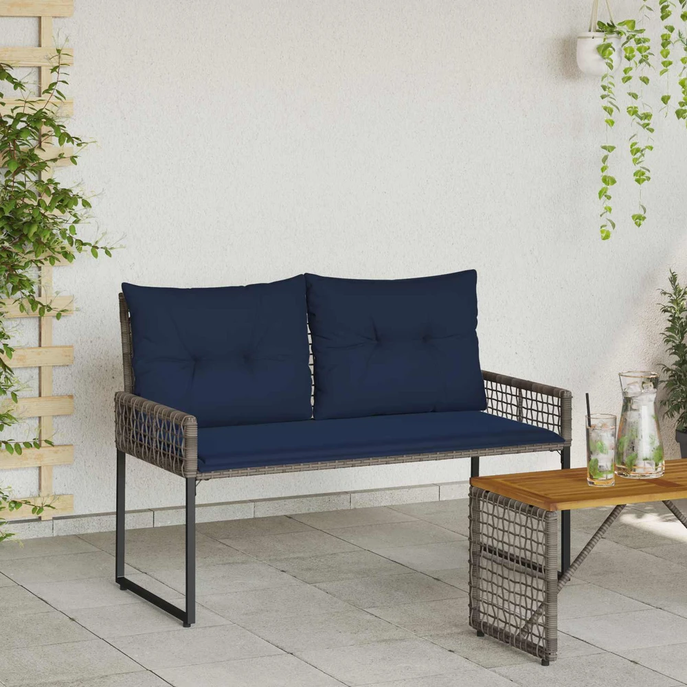 Lauko baldų komplektas Lauko suolas Pilkas ir tamsiai mėlynas 118 x 55 x 82 cm