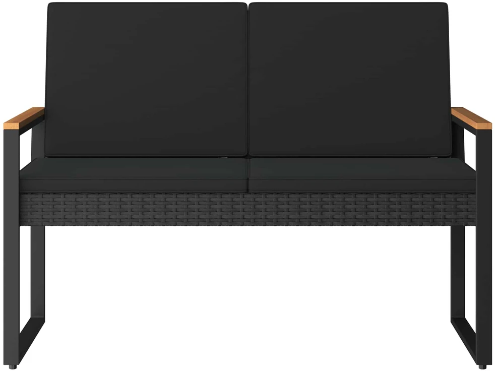 Lauko suolas 2 -Seater 107 x 61 x 80 cm poliratanas Juoda