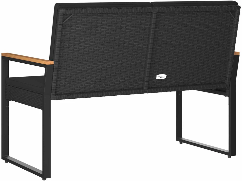 Lauko suolas 2 -Seater 107 x 61 x 80 cm poliratanas Juoda