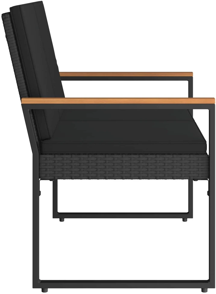 Lauko suolas 2 -Seater 107 x 61 x 80 cm poliratanas Juoda