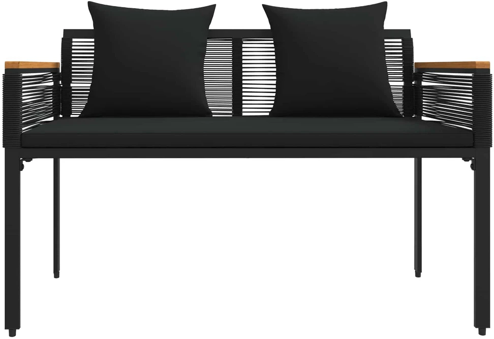 Lauko suolas su pagalve Juoda 117 x 54 x 74.5 cm poliratanas