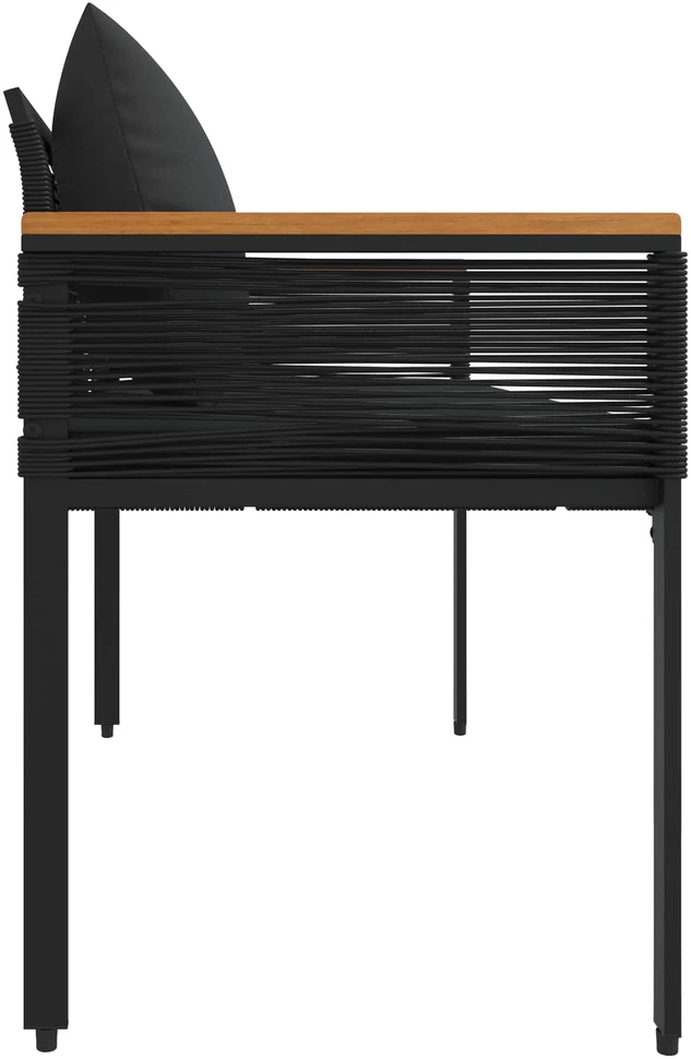 Lauko suolas su pagalve Juoda 117 x 54 x 74.5 cm poliratanas