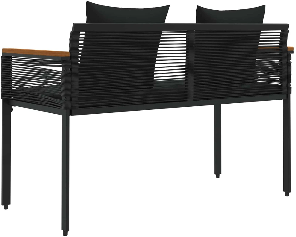 Lauko suolas su pagalve Juoda 117 x 54 x 74.5 cm poliratanas