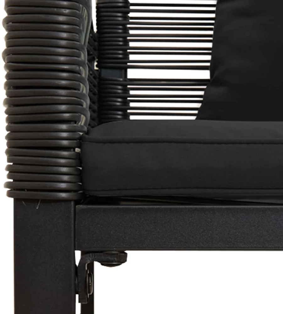 Lauko suolas su pagalve Juoda 117 x 54 x 74.5 cm poliratanas