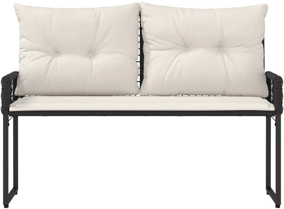 Lauko baldų komplektas Lauko suolas su pagalve Juoda ir kreminė balta 118 x 55 x 82 cm