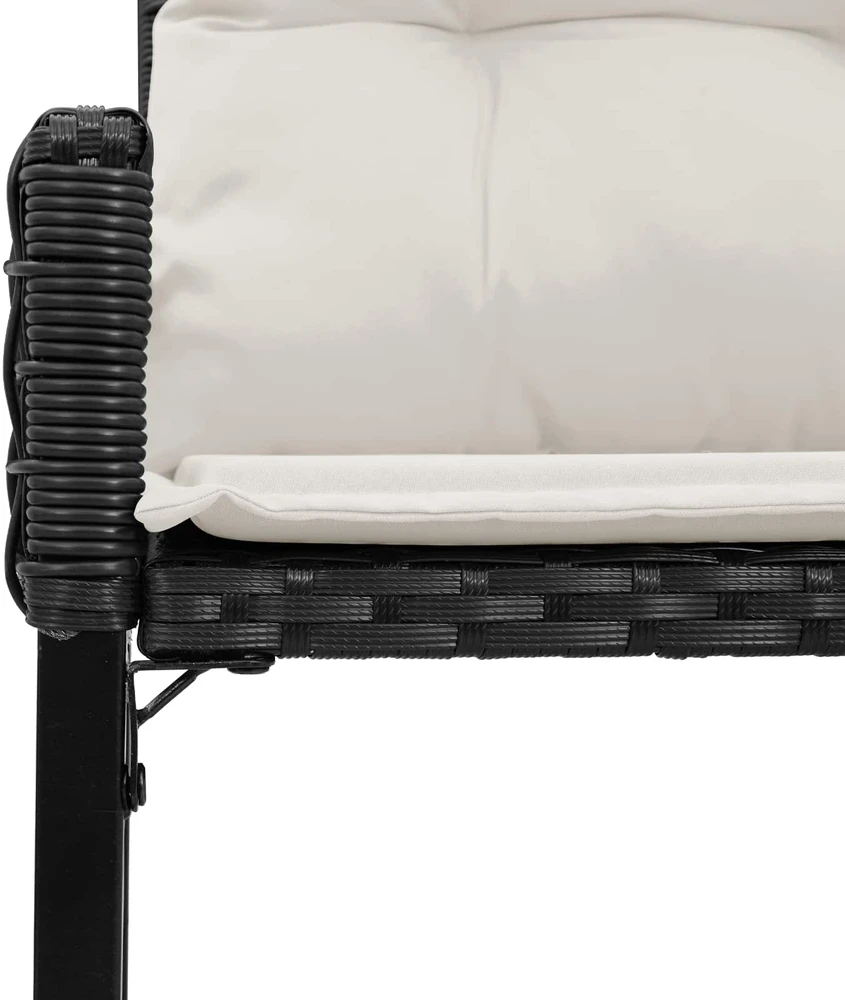 Lauko baldų komplektas Lauko suolas su pagalve Juoda ir kreminė balta 118 x 55 x 82 cm