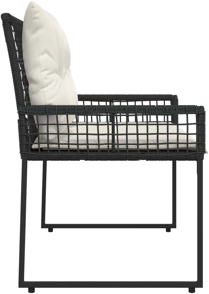 Lauko baldų komplektas Lauko suolas su pagalve Juoda ir kreminė balta 118 x 55 x 82 cm