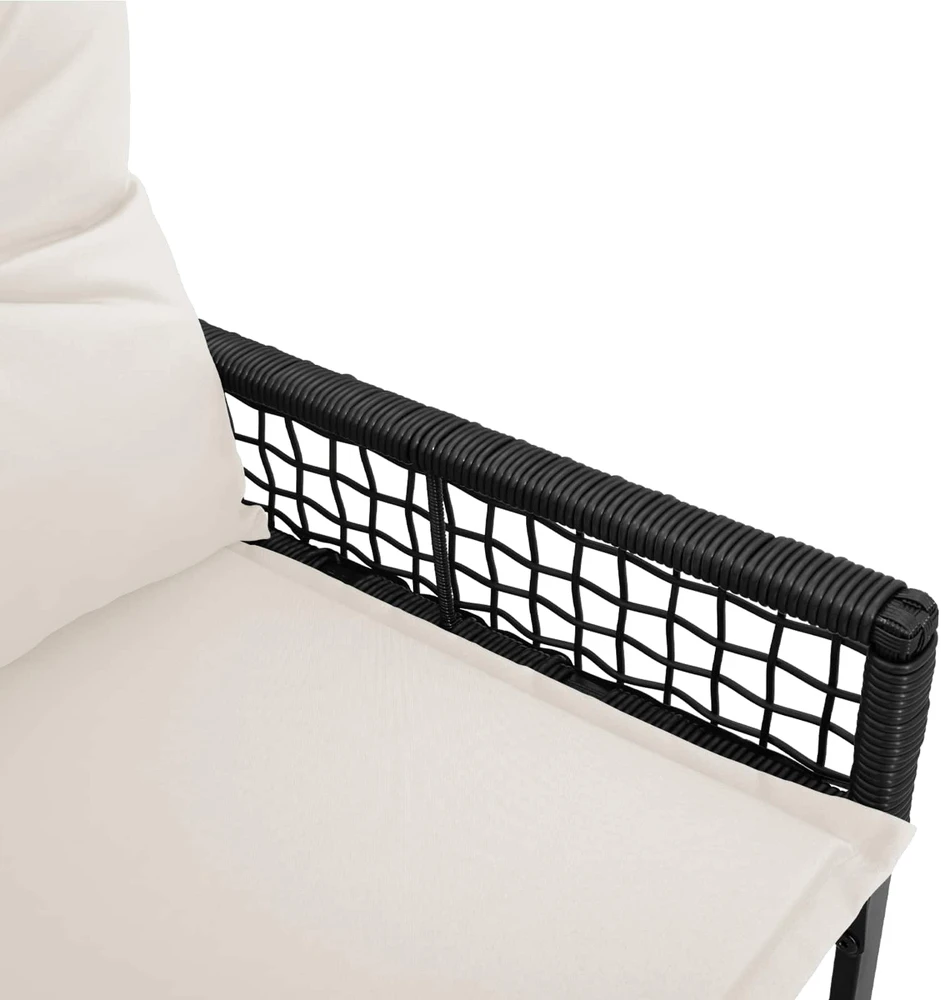Lauko baldų komplektas Lauko suolas su pagalve Juoda ir kreminė balta 118 x 55 x 82 cm
