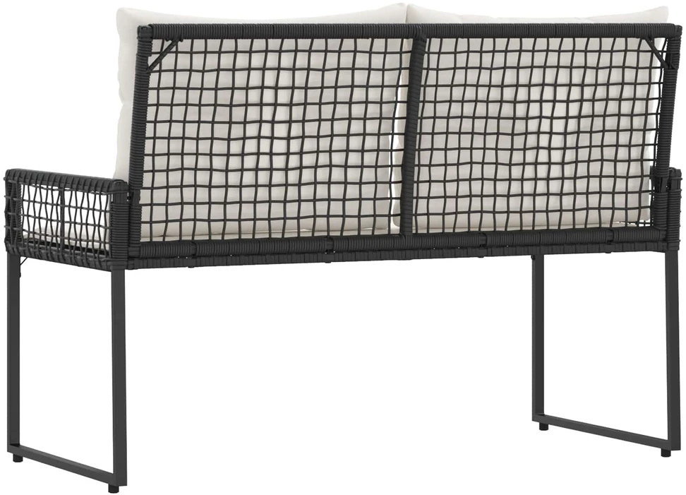 Lauko baldų komplektas Lauko suolas su pagalve Juoda ir kreminė balta 118 x 55 x 82 cm
