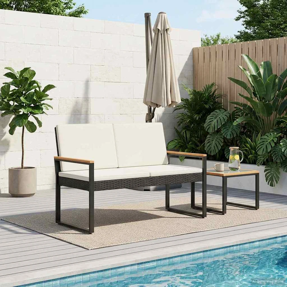Lauko baldų komplektas Lauko suolas 2 -Seater 107 x 61 x 80 cm poliratanas