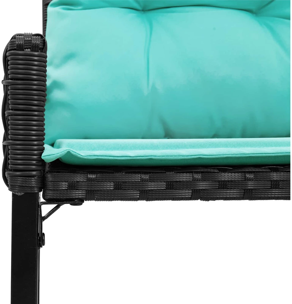Lauko baldų komplektas Lauko suolas su pagalve Juoda ir turkio 118 x 55 x 82 cm