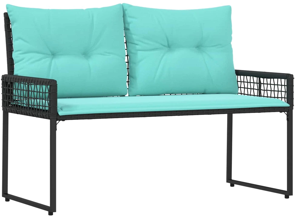 Lauko baldų komplektas Lauko suolas su pagalve Juoda ir turkio 118 x 55 x 82 cm