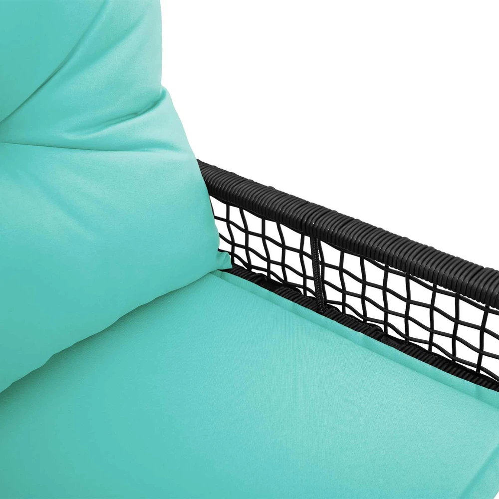 Lauko baldų komplektas Lauko suolas su pagalve Juoda ir turkio 118 x 55 x 82 cm