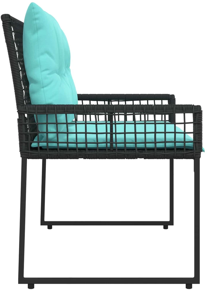 Lauko baldų komplektas Lauko suolas su pagalve Juoda ir turkio 118 x 55 x 82 cm