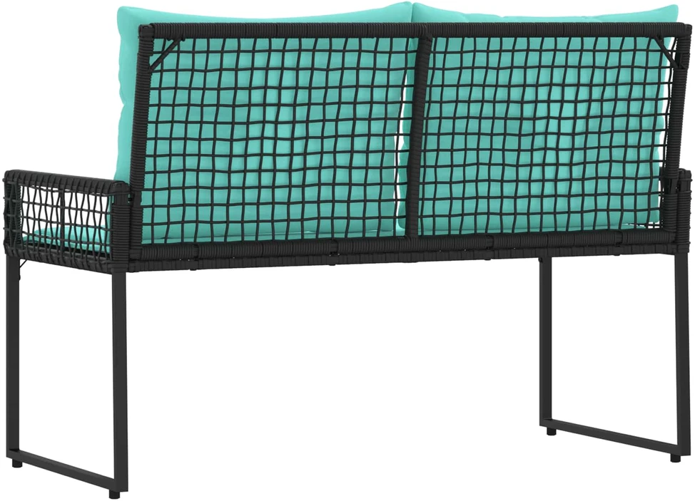 Lauko baldų komplektas Lauko suolas su pagalve Juoda ir turkio 118 x 55 x 82 cm