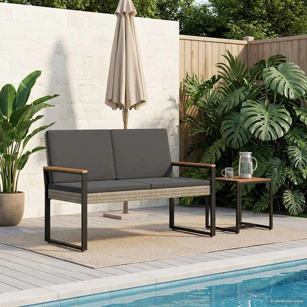 Lauko baldų komplektas Lauko suolas 2 -Seater 107 x 61 x 80 cm poliratanas