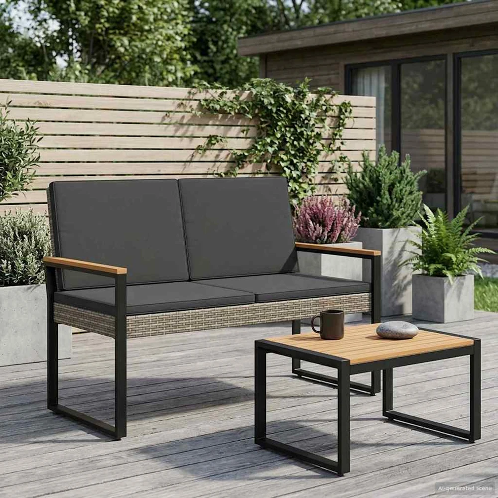 Lauko baldų komplektas Lauko suolas 2 -Seater 107 x 61 x 80 cm poliratanas