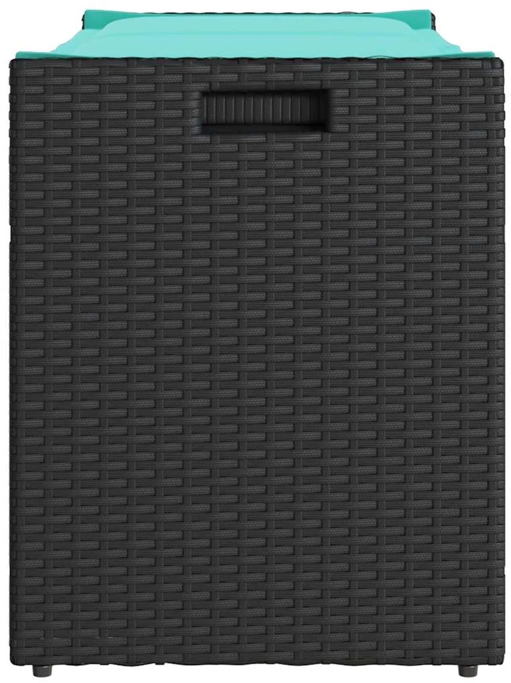 Lauko suoliukas su daiktadėže ir pagalvėle, juodas, 100 cm, poliratanas