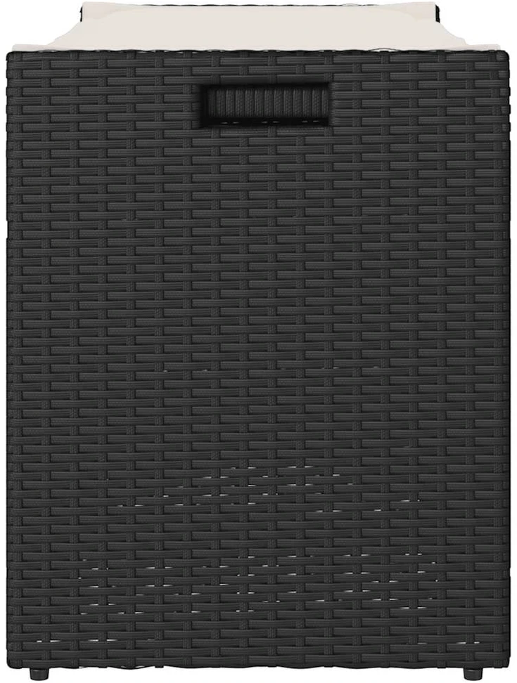 Lauko suoliukas su daiktadėže ir pagalvėle, juodas, 100 cm, poliratanas
