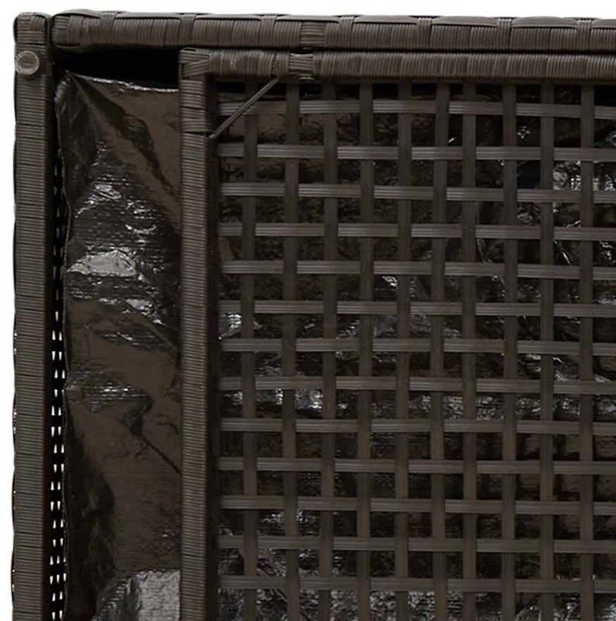 Lauko suoliukas su daiktadėže ir pagalvėle, juodas, 100 cm, poliratanas