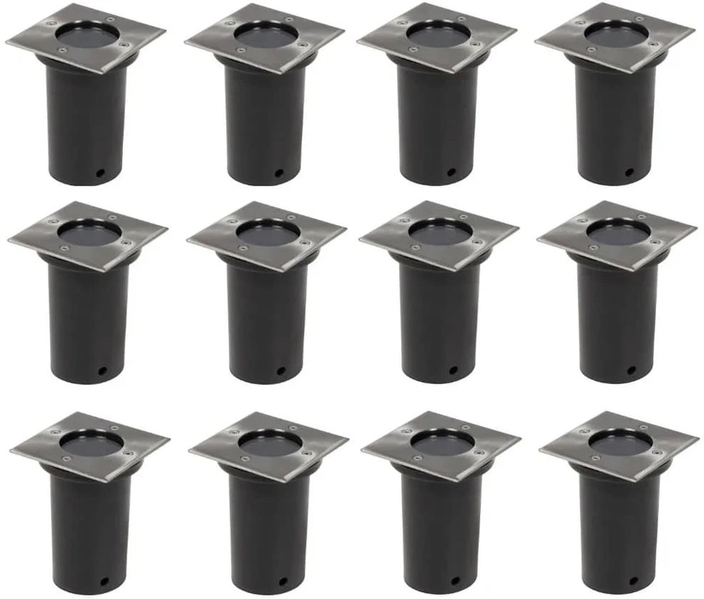 Lauko šviestuvai, 12 vnt., kvadrat., įsmeig. į žemę