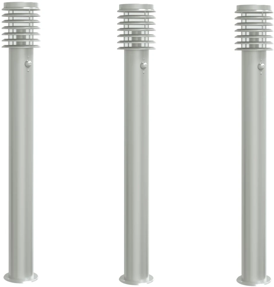 Lauko šviestuvas su jutikliu, 3vnt., sidabrinė, 110cm, plienas